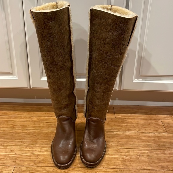 Micheal Kors Brown Leather Shearling Heeled Boots size 8.5 - Picture 3 of 16